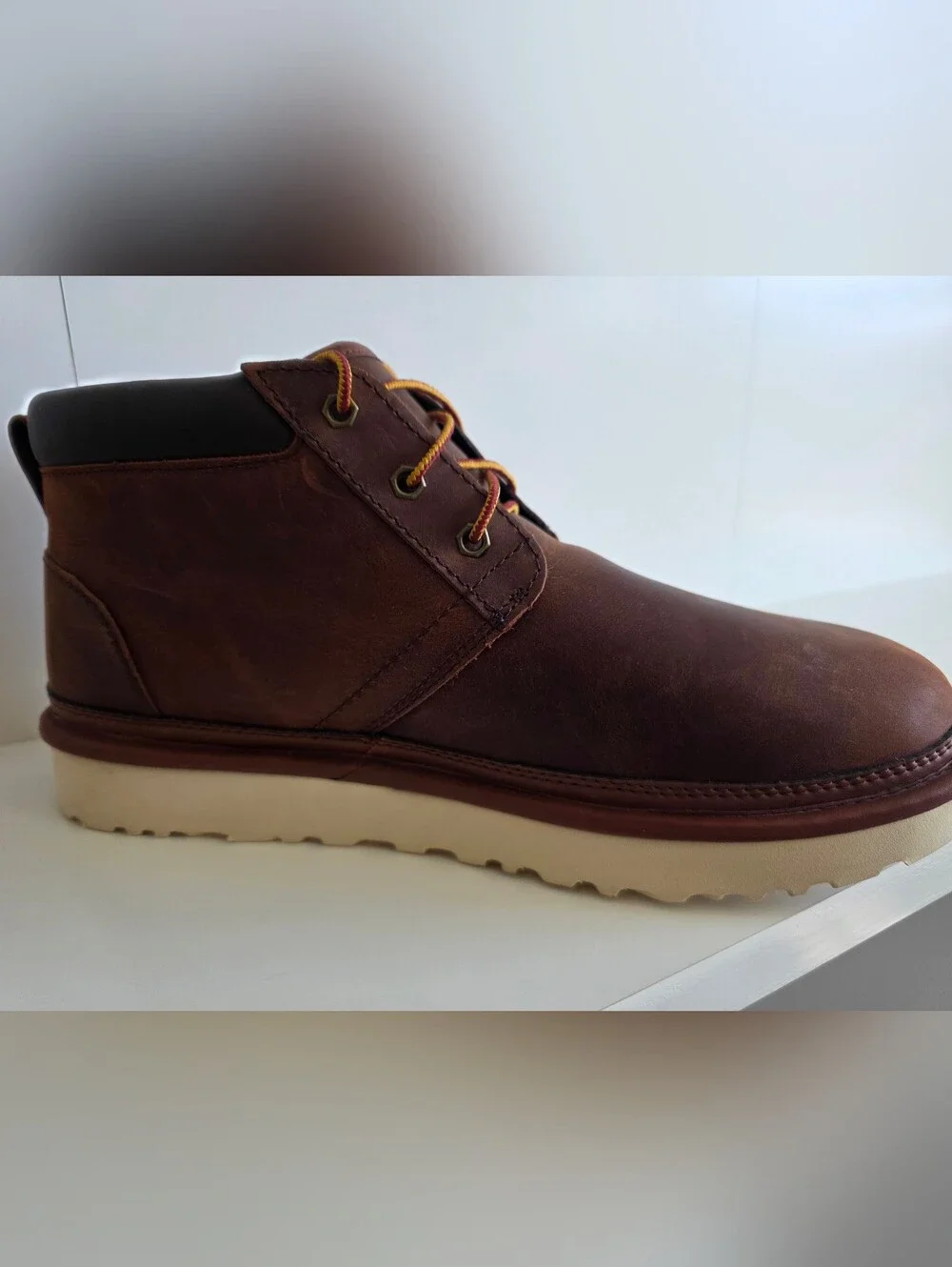 UGG Brown Leather Ankle Chukka Boots with Cream Sole